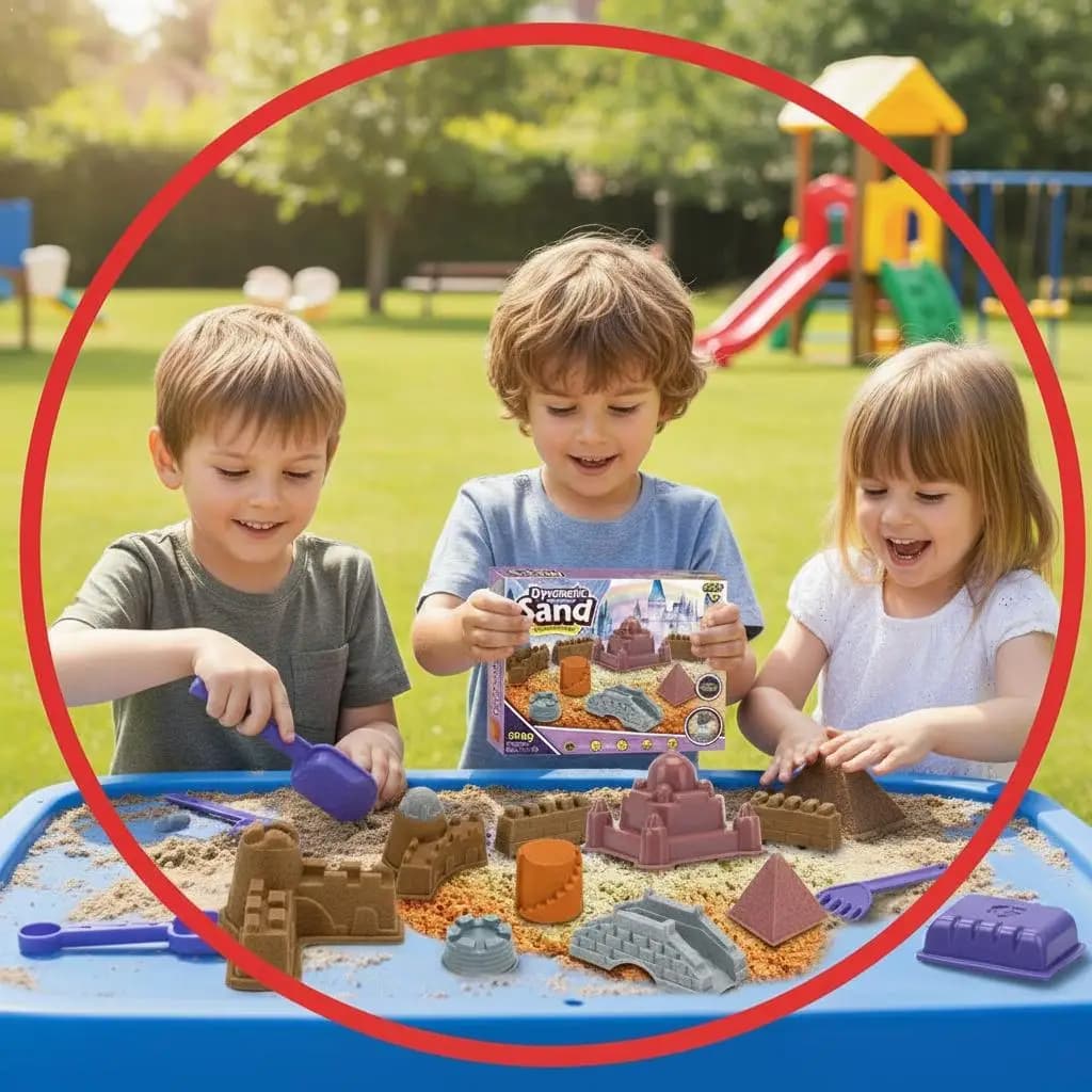 Complete Kids Magic Space Sand Play Set 500g Non-Sticky Dynamic Sensory Sand Includes Fruit Cake Molds & Sand Tools