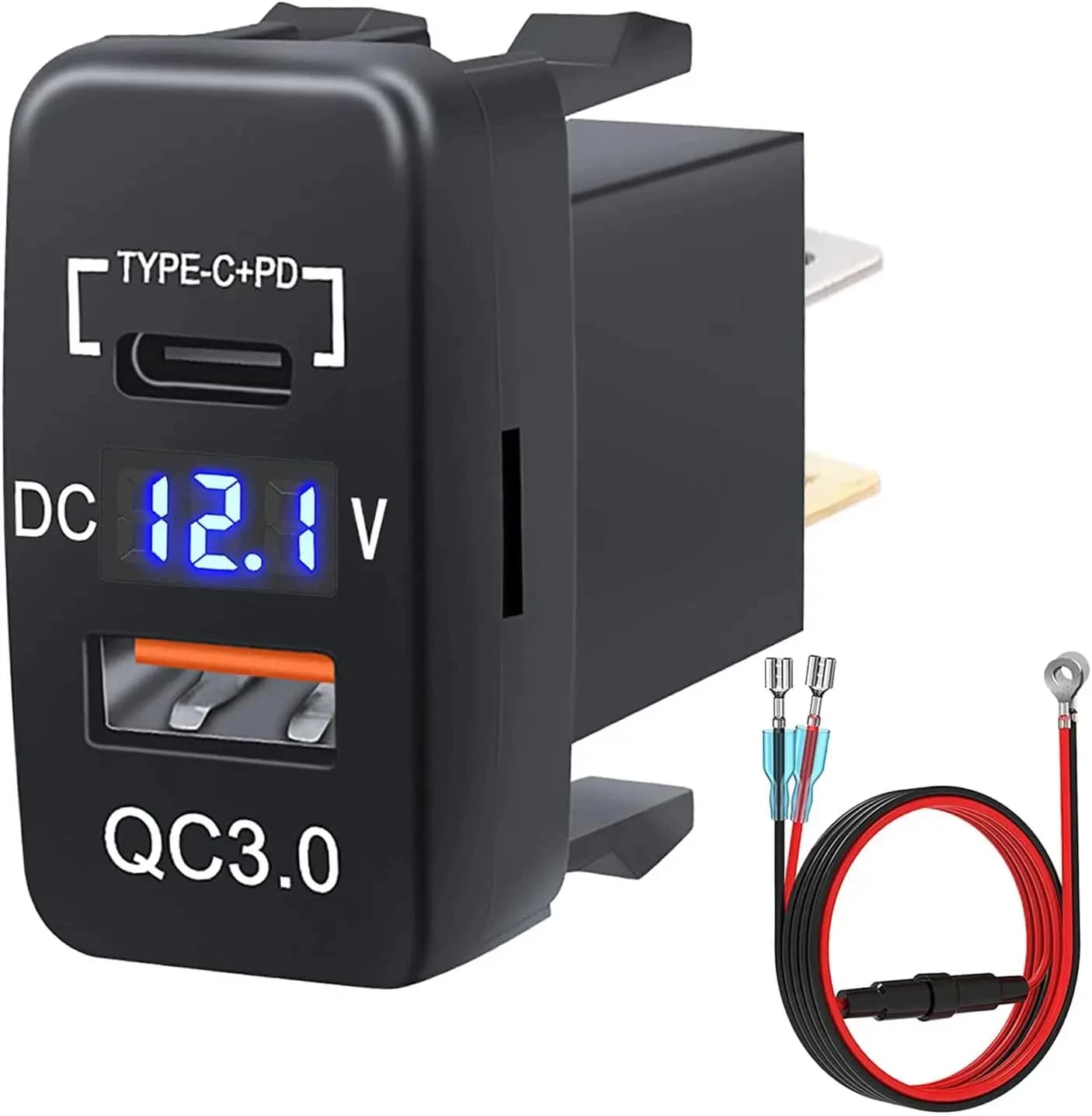 Presa per caricabatteria da auto USB Adattatore per presa di corrente con porta USB C Quick Charge 3.0 e PD per veicoli Toyota 12V/24V