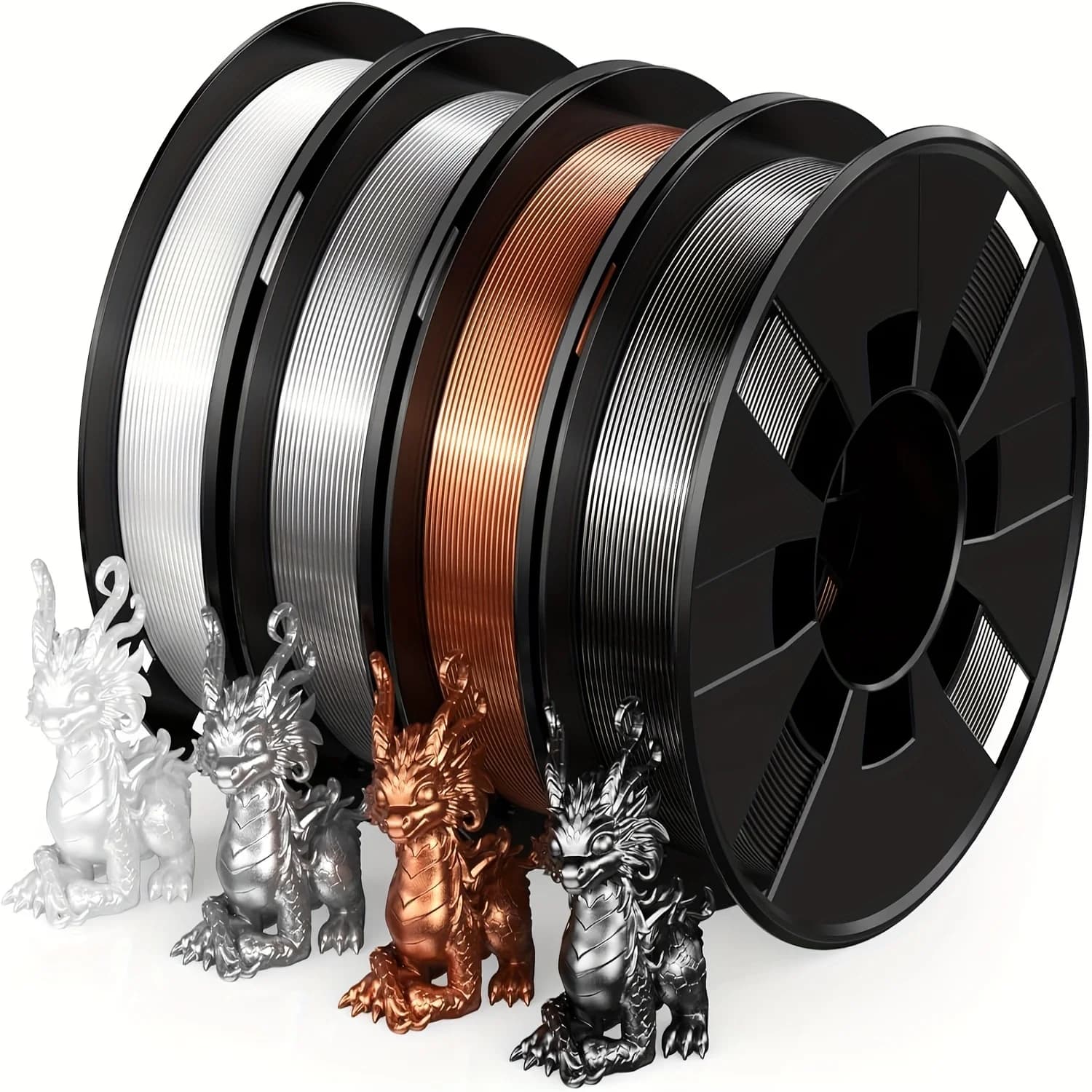 Set di 4 Bobine di Filamento PLA Lucido per Stampanti 3D, 1,75mm, Precisione Dimensionale +/- 0,02mm, 200g X 4 Bobine