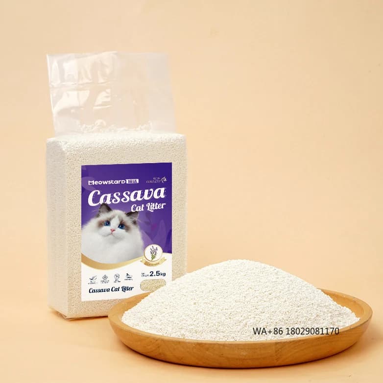 Servizio di abbonamento Fornitura di 30 giorni Lettiera per manioca ipoallergenica biodegradabile Sabbia per gatti Nuova lettiera per gatti con manioca aggraffatrice OEM