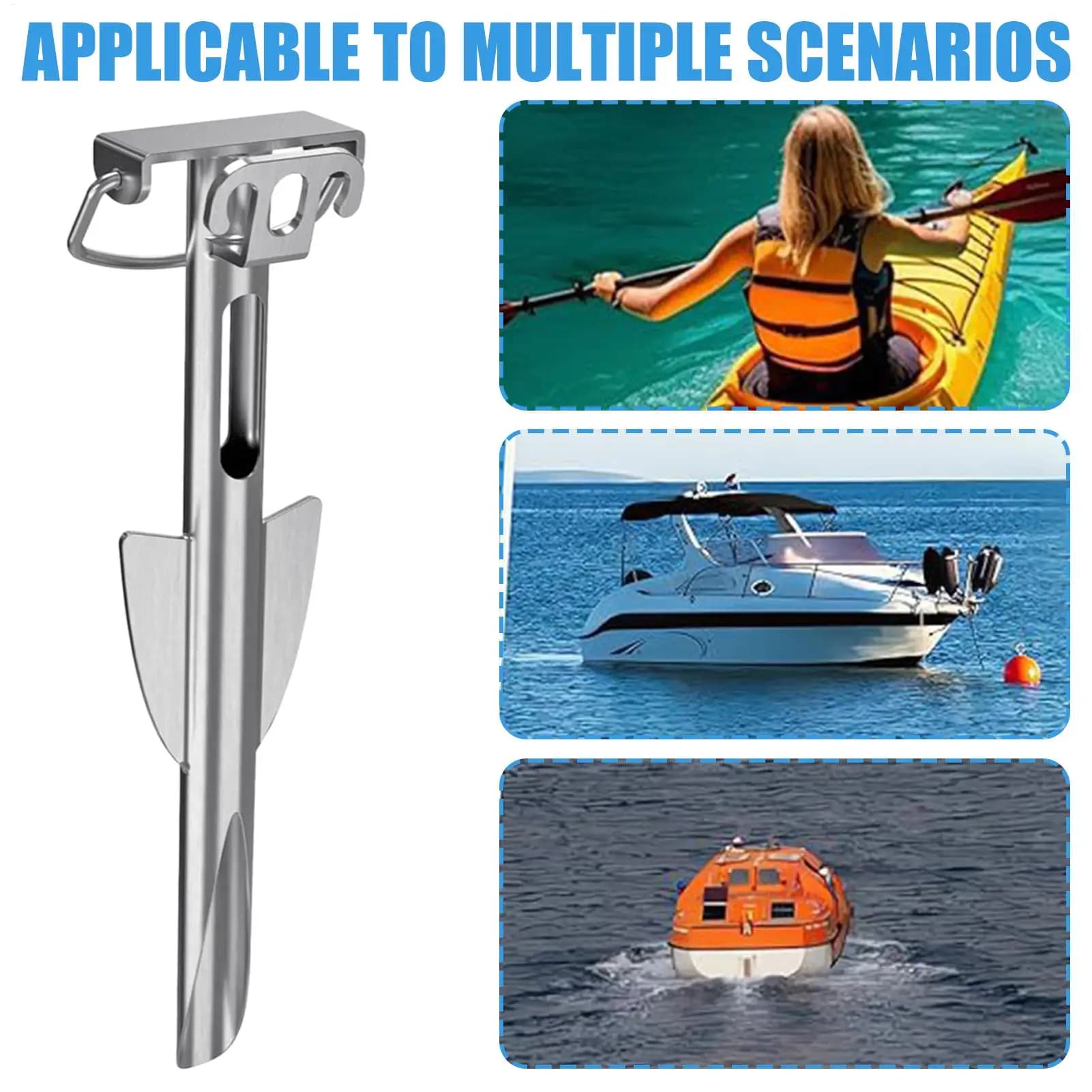 Ancore per Paddleboard in Acciaio Inossidabile Resistente, Ancore Portatili da Spiaggia per Kayak, Paddleboard, Gommone, Zattera, Pontone, Riva