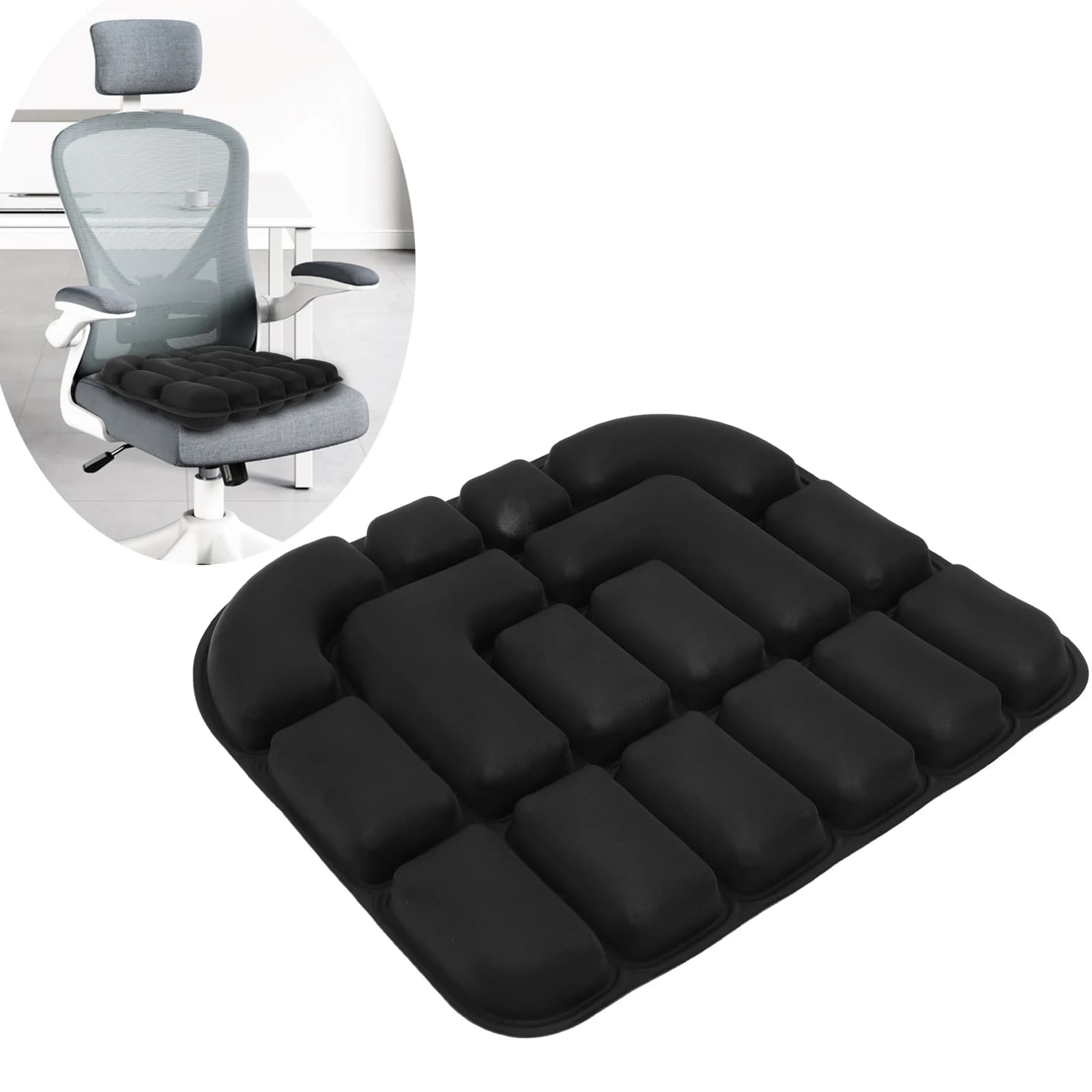 Cuscino da viaggio gonfiabile 3D Cuscino per sedile ad aria leggero portatile Cuscino ergonomico per sedia ad aria per viaggi in auto in ufficio a casa