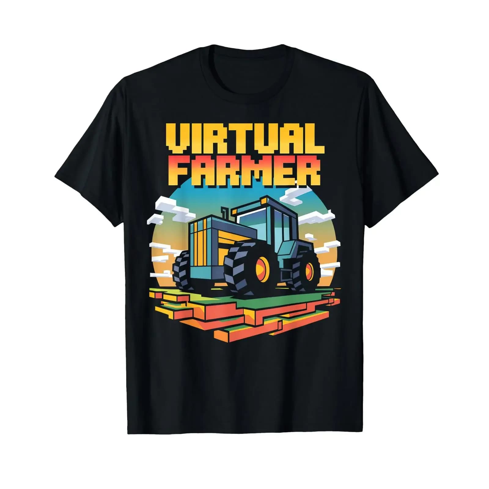 Virtual Farmer Funny Gaming T Shirtn Boy Girl Man Woman Gamer Shirt vintage Washed Comfortable Top For Everyday Wear graphic