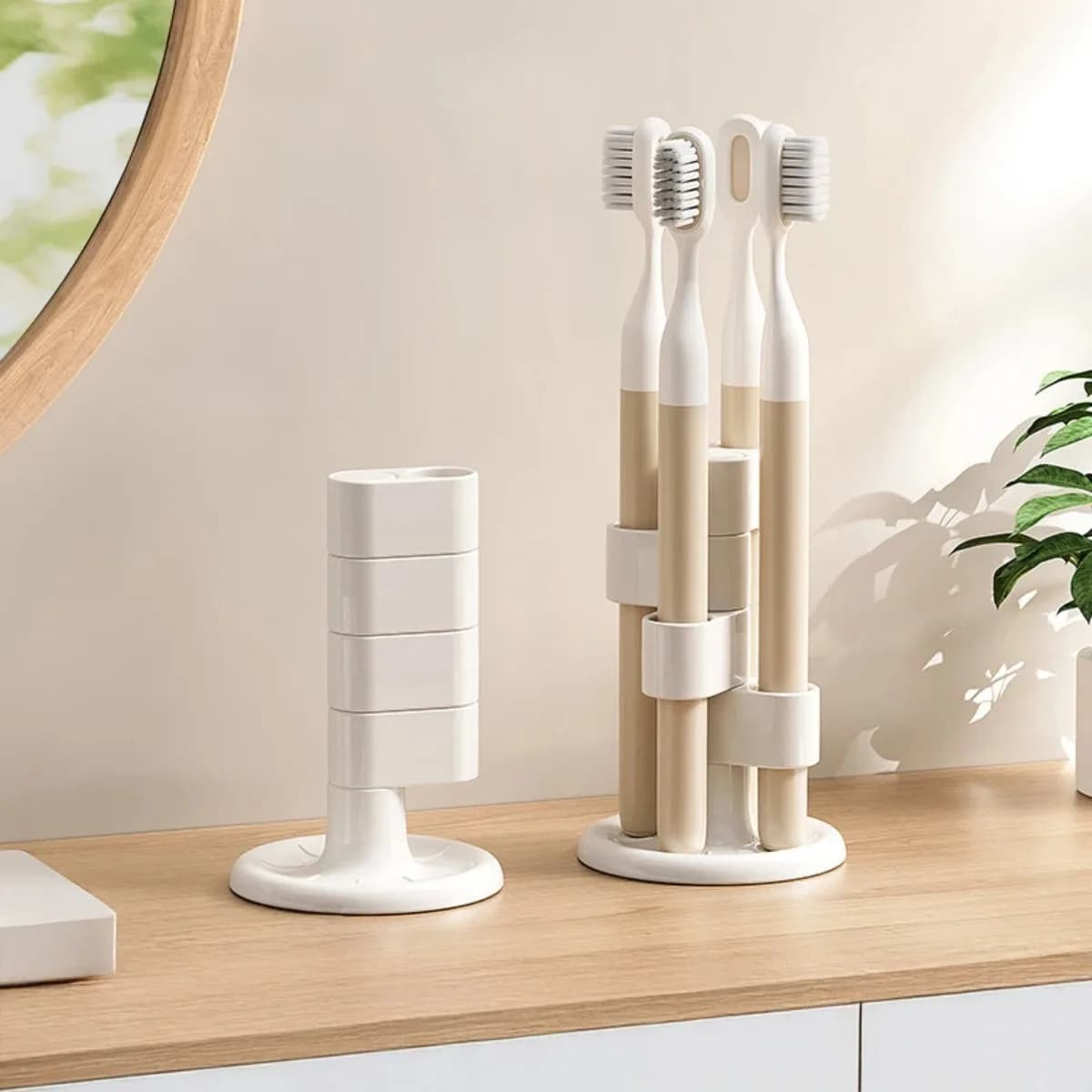 1Pc Portaspazzolino rotante Bagno Desktop Portaoggetti per spazzolino Organizzatori per pennelli per trucco Accessori per il bagno