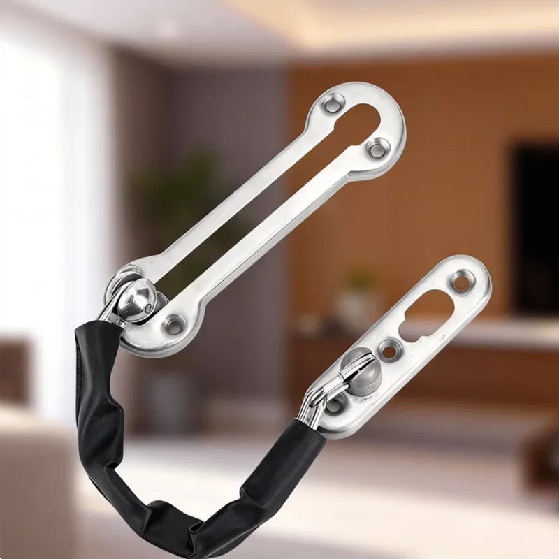 Serratura Antifurto, Protezione per Porta Rinforzata in Acciaio Inox, Chiusura di Sicurezza per Porte a Battente, Catena di Bloccaggio per Casa