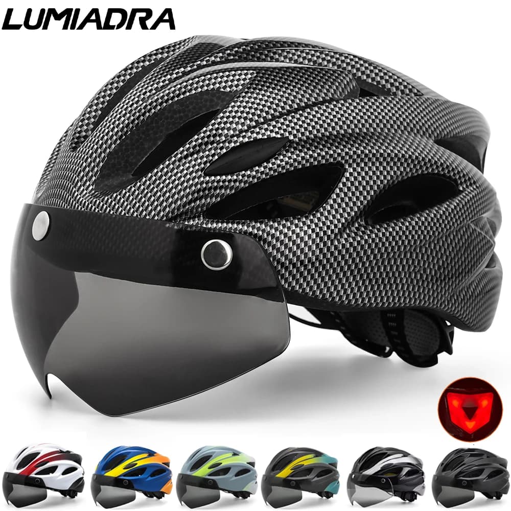 Lumiadra Bicycle Helmet with Backlight Cycling Helmet on Road MTB Outdoor Sports Ultralight Mountain Bike Helmet with Adult Safe Cap
