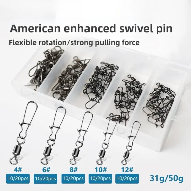 Connettori per barbell in scatola da 50/100 pezzi # 4, # 6, # 8, # 10, # 12 Girelle da Pesca Stile Americano, Accessori per Attrezzatura da Pesca