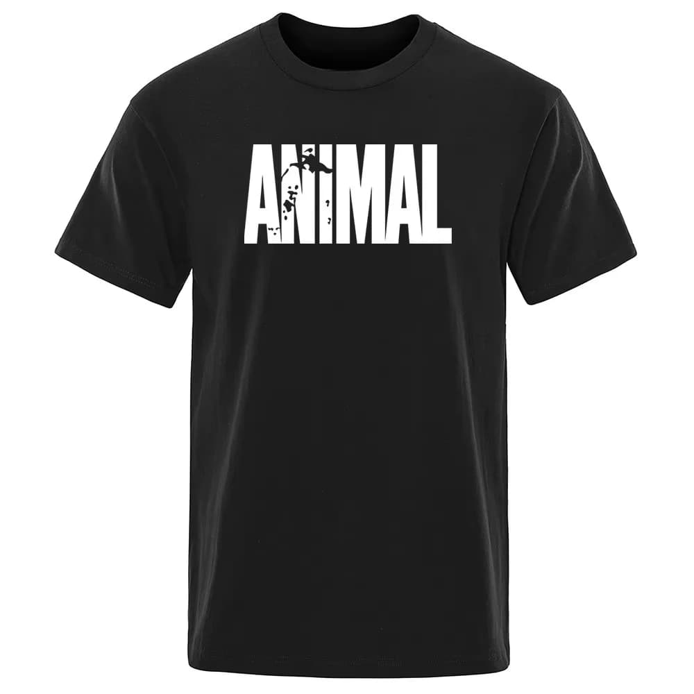 Fashion Animal Letter Print Men T-shirt, Funny Street Style O-neck Breathable Pure Cotton Short Sleeve
