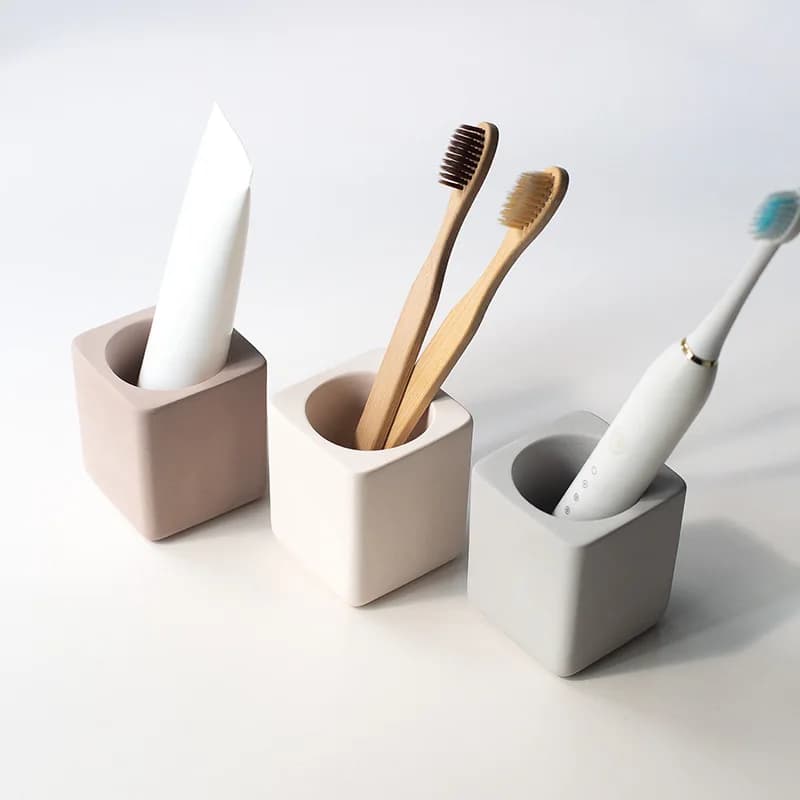 Electric Toothbrush Door Silicone Mold Concrete Flower Jar Candle Holder Simple Pen Shelves Mould for Bathroom