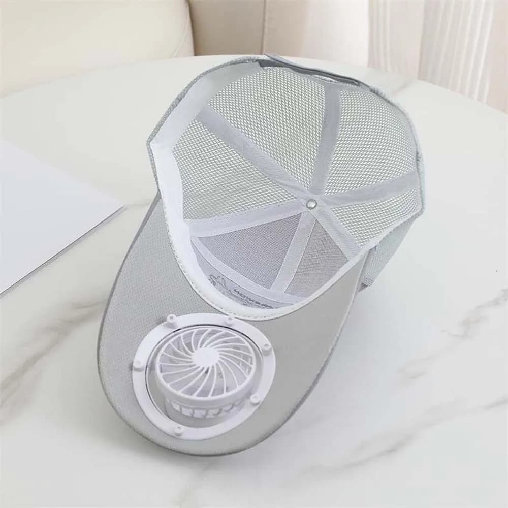 Cappello da Baseball con Ventilatore Solare Portatile 300mA, Lettere Ricamate, Ricaricabile, Lunga Durata, Versatile