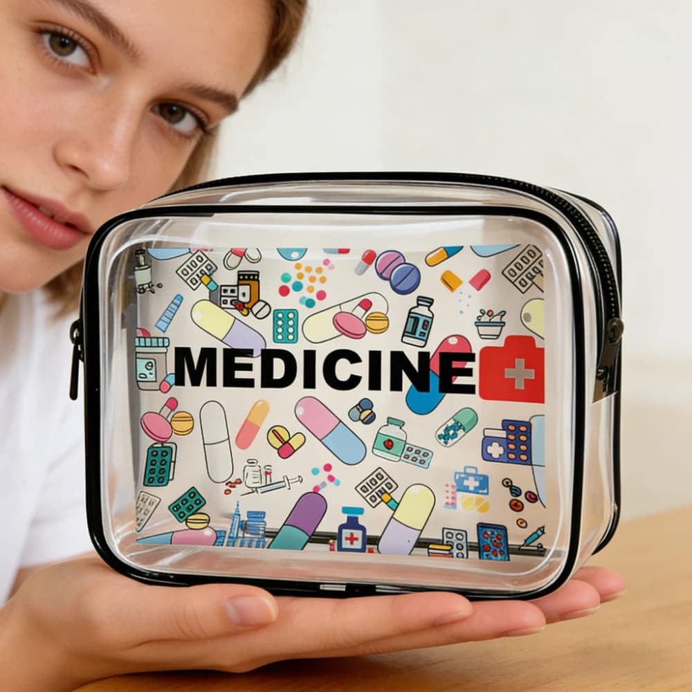 Borsa per il Trucco Impermeabile in PVC Trasparente con Cerniera, Borsa da Viaggio Portatile per Articoli da Toeletta, Organizer per Cosmetici