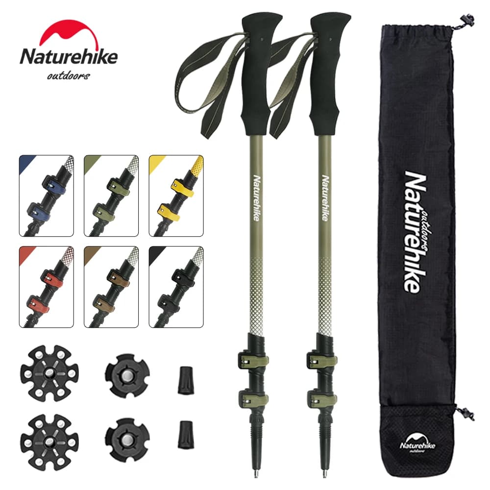 Trekking poles Naturehike 3 sections carbon fiber Trekking poles ultra-light telescopic biscuits Camping walking pole for outdoor hiking