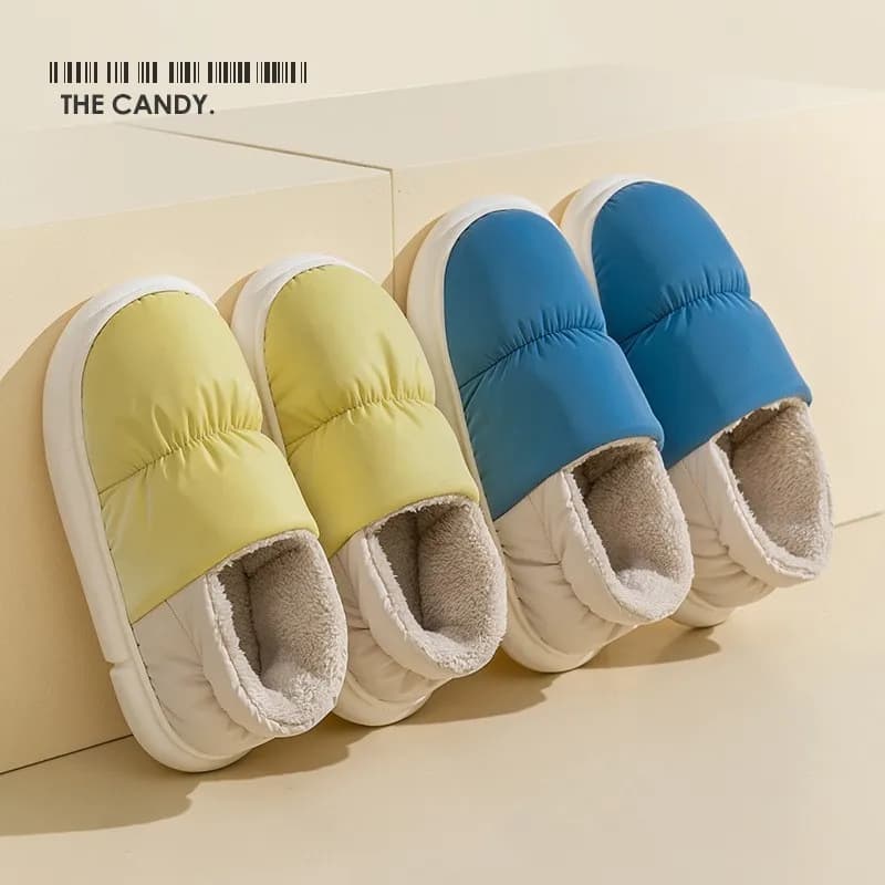 Pantofole da uomo pelose calde invernali Coppia appartamenti in peluche per interni Stivali da donna Suola spessa per esterni Scarpa in cotone impermeabile Calzature antiscivolo