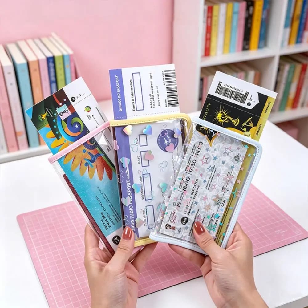 Card Holder Passport Bag Ultra-thin Sparkling Star Transparent PVC Passband Holder Heart Passport Cover Card Storage Bag Women