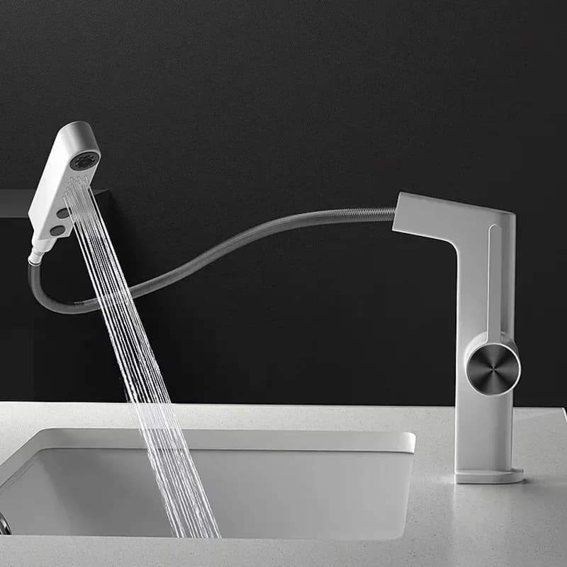 Rubinetto per lavabo con rotazione a 360 gradi, miscelatore acqua calda fredda, rubinetto per lavabo, display digitale, temperatura bianca/nera