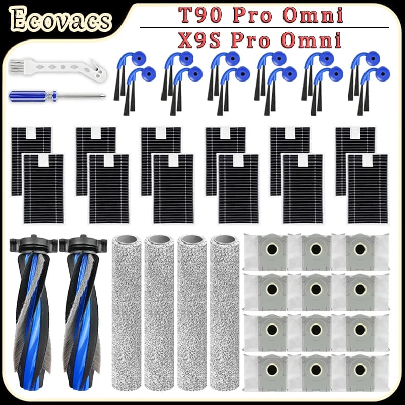 Kit di accessori per robot aspirapolvere Ecovacs T90 Pro Omni/X9S Pro Omni: spazzola principale, filtro, spazzola laterale, panno lavapavimenti, sacchetto raccoglipolvere