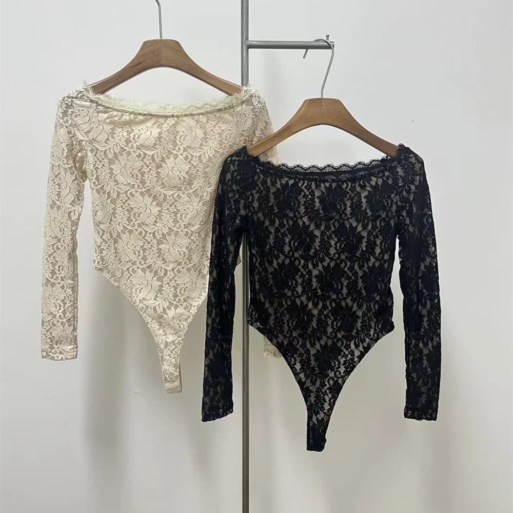2025 Winter Women's Lace Bodysuits, Lace Corsets, Sexy Ladies Tops, Shirts, Y2K Clothes, New Fashion, High-Quality Party T-Shirt