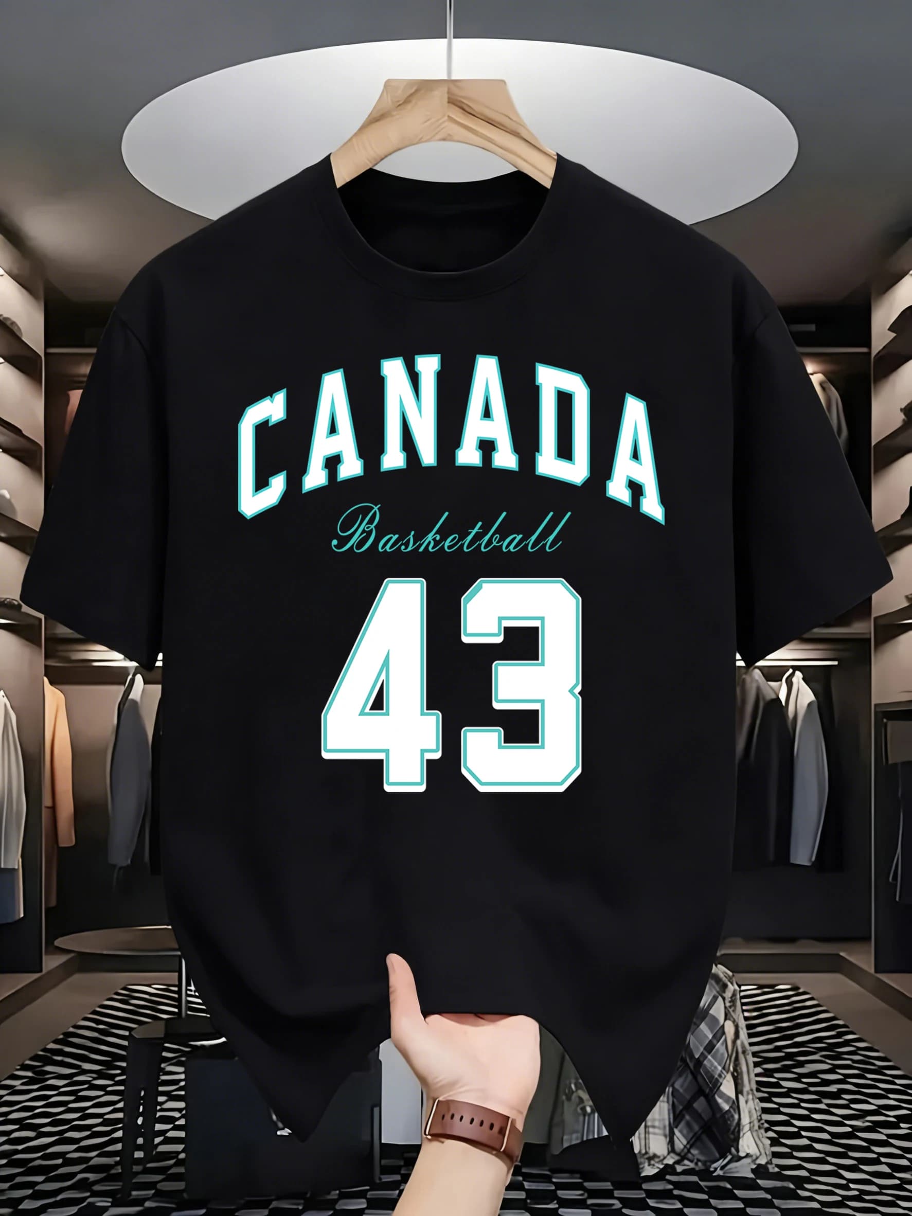 Canada Basketball print shirt number 43, men's t-shirt with O-neck, casual fashion, soft cotton summer clothing, unisex short sleeve