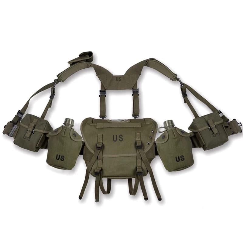 Set di cinture tattiche della Seconda Guerra Mondiale con bretelle M1956H 1961 Borsa a tracolla M14 Custodia per riviste Cintura Kit di pronto soccorso Portaborraccia in tela