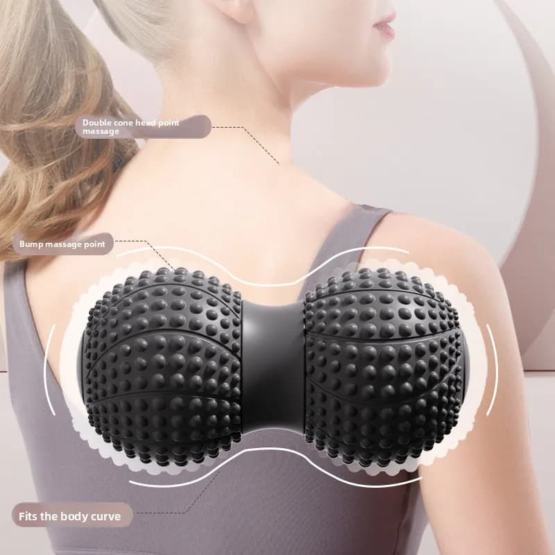 Palla Massaggiante in Silicone a Forma di Arachide per Fascia, Piedi, Muscoli della Colonna Vertebrale, Rilassamento Muscolare, Doppia Palla per Fianchi, Schiena, Gambe, Stimolazione dei Punti di Agopuntura, Palla da Yoga