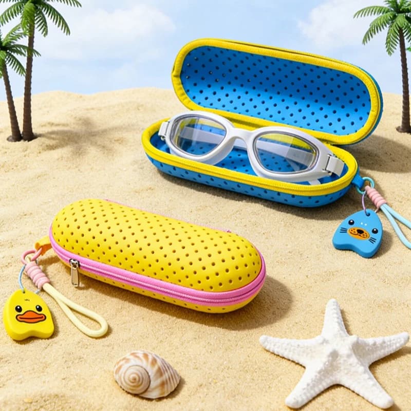 New EVA Material Swimming Goggles Case Drainage Hole Swim Goggles Protective Box Zipper Closure Waterproof Breathable Design