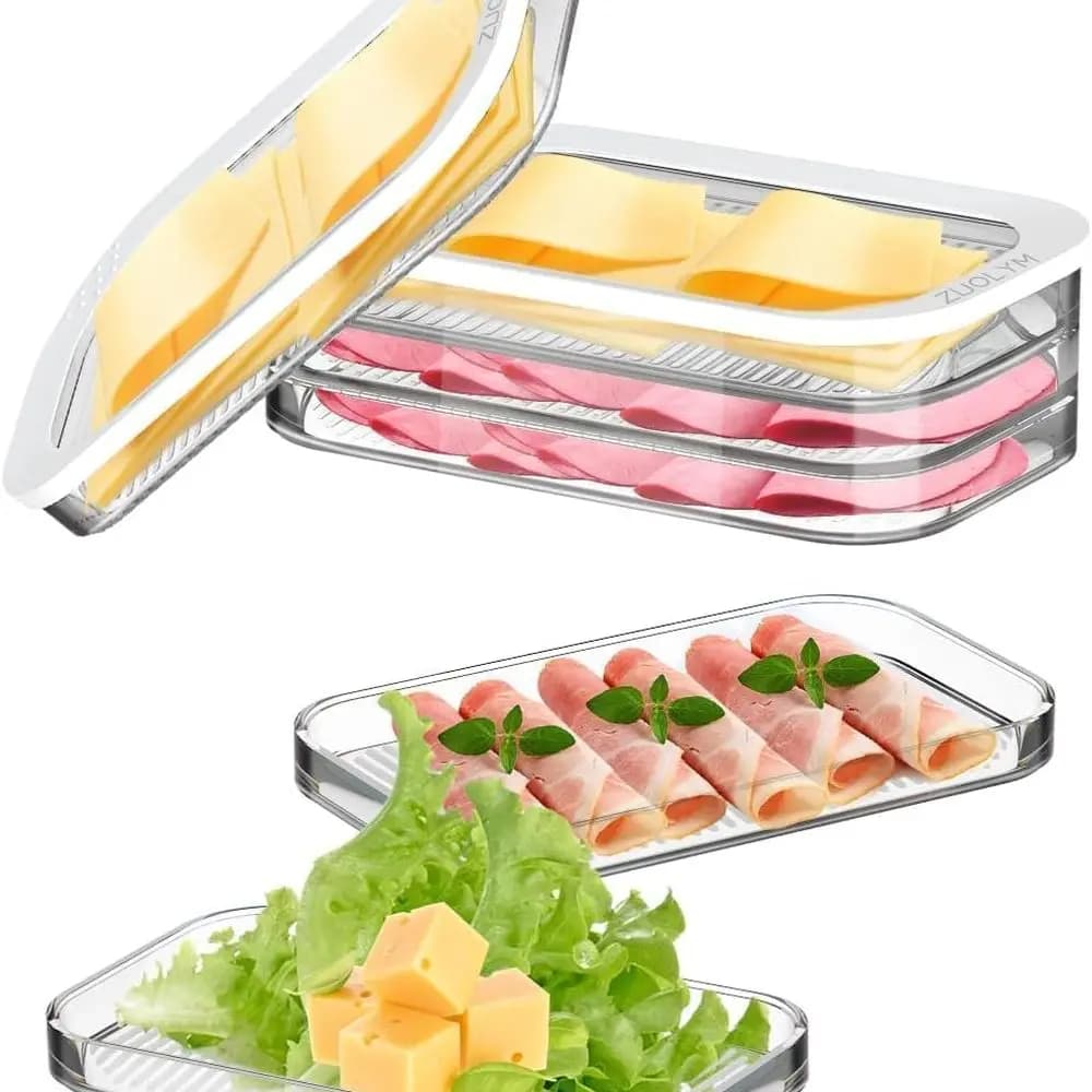 Contenitore ermetico per la conservazione degli alimenti per frigorifero: trasparente, senza BPA, ideale per carne Deli, formaggi e preparazione dei pasti