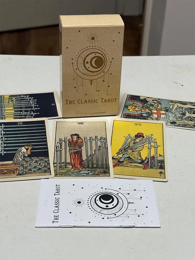 Le carte dei tarocchi classiche A 78 mazzi Giochi da tavolo Divinazione mistica Carte dei tarocchi del destino e della fortuna con guida