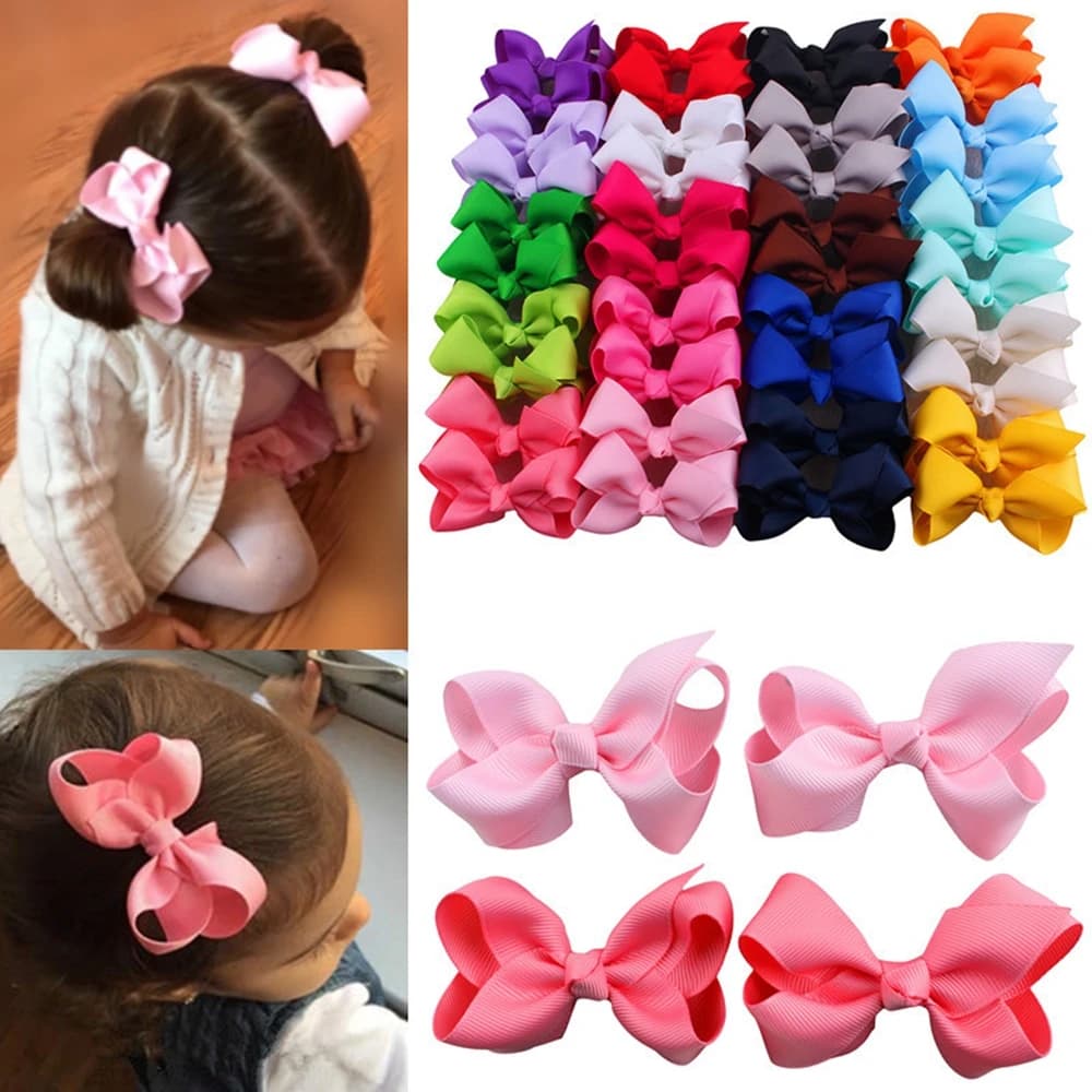 20 pezzi 3 "archi per capelli fatti a mano per ragazze clip nastro in grosgrain boutique fiocco forcine in coccodrillo per bambini adolescenti bambini piccoli bambini