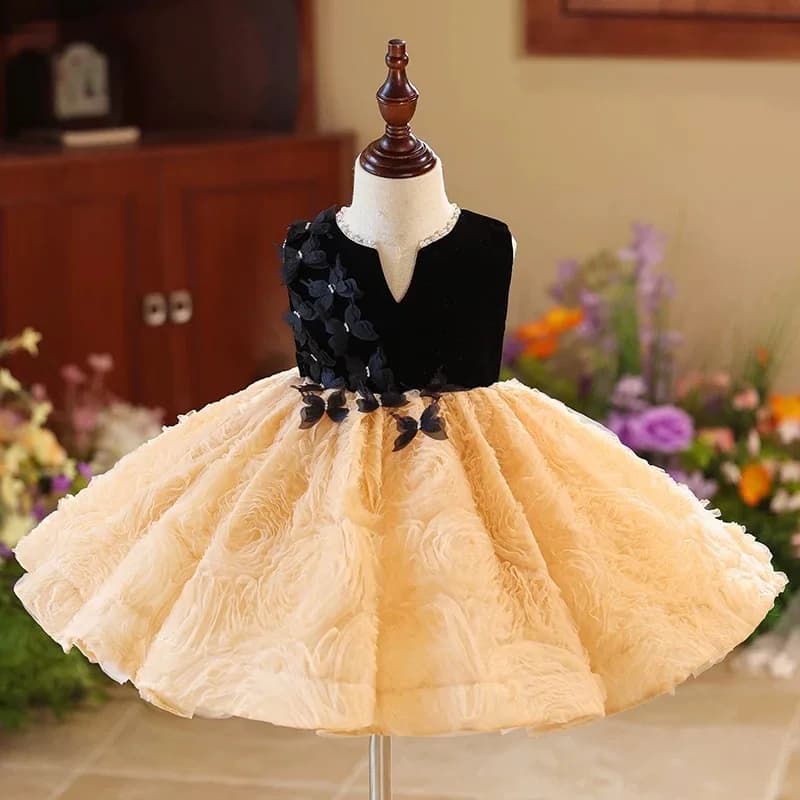 Jill Wish J421 Elegante abito da ragazza di fiori champagne Principessa Bambino Bambini Matrimonio 1° compleanno Spettacolo Festa Abito da ballo per le vacanze