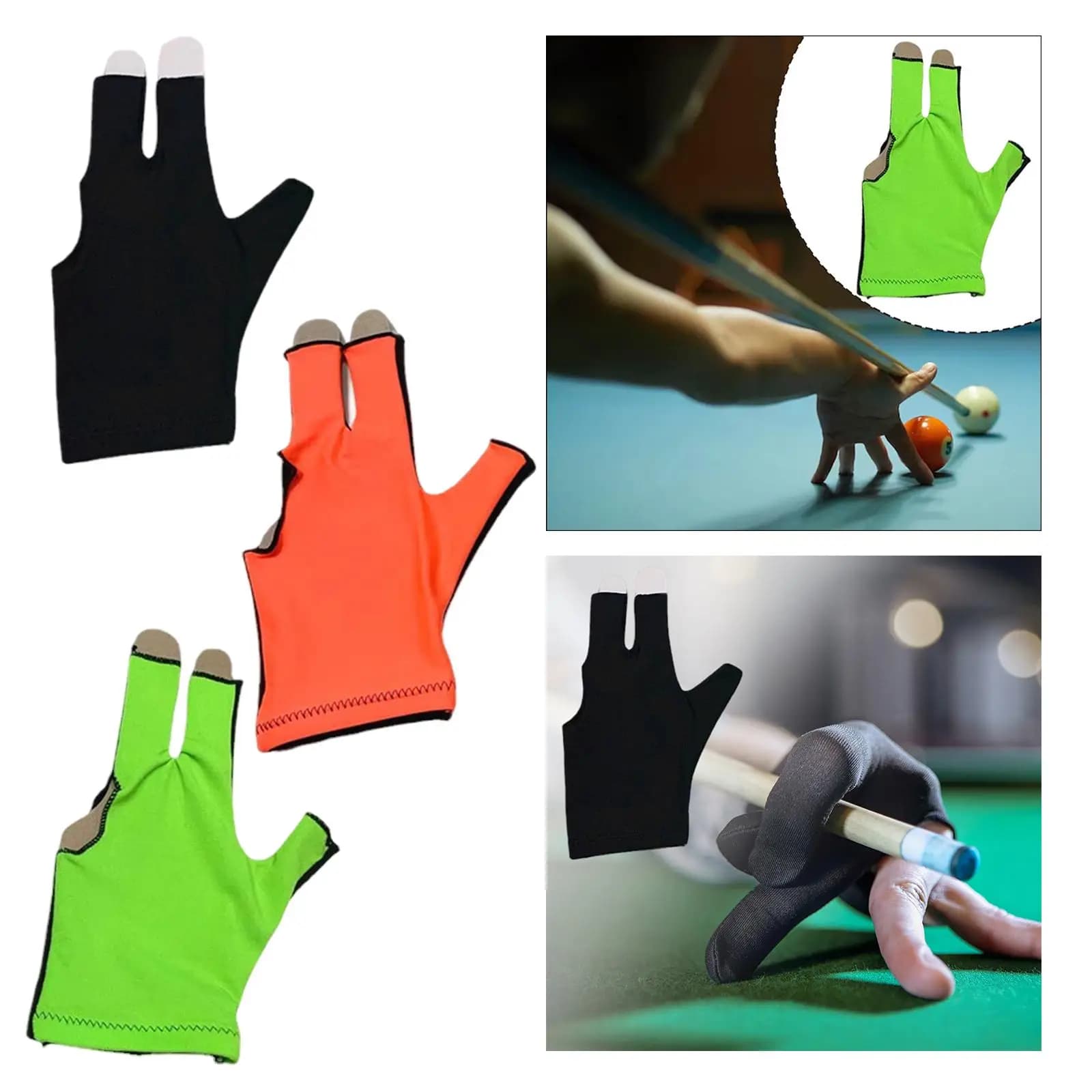 Open Pool Cue Glove Absorbs Sweat Nonslip Snooker Cue Glove 3 Fingers Billiard Glove for Gym Fitness Left Hand Women Men Playing