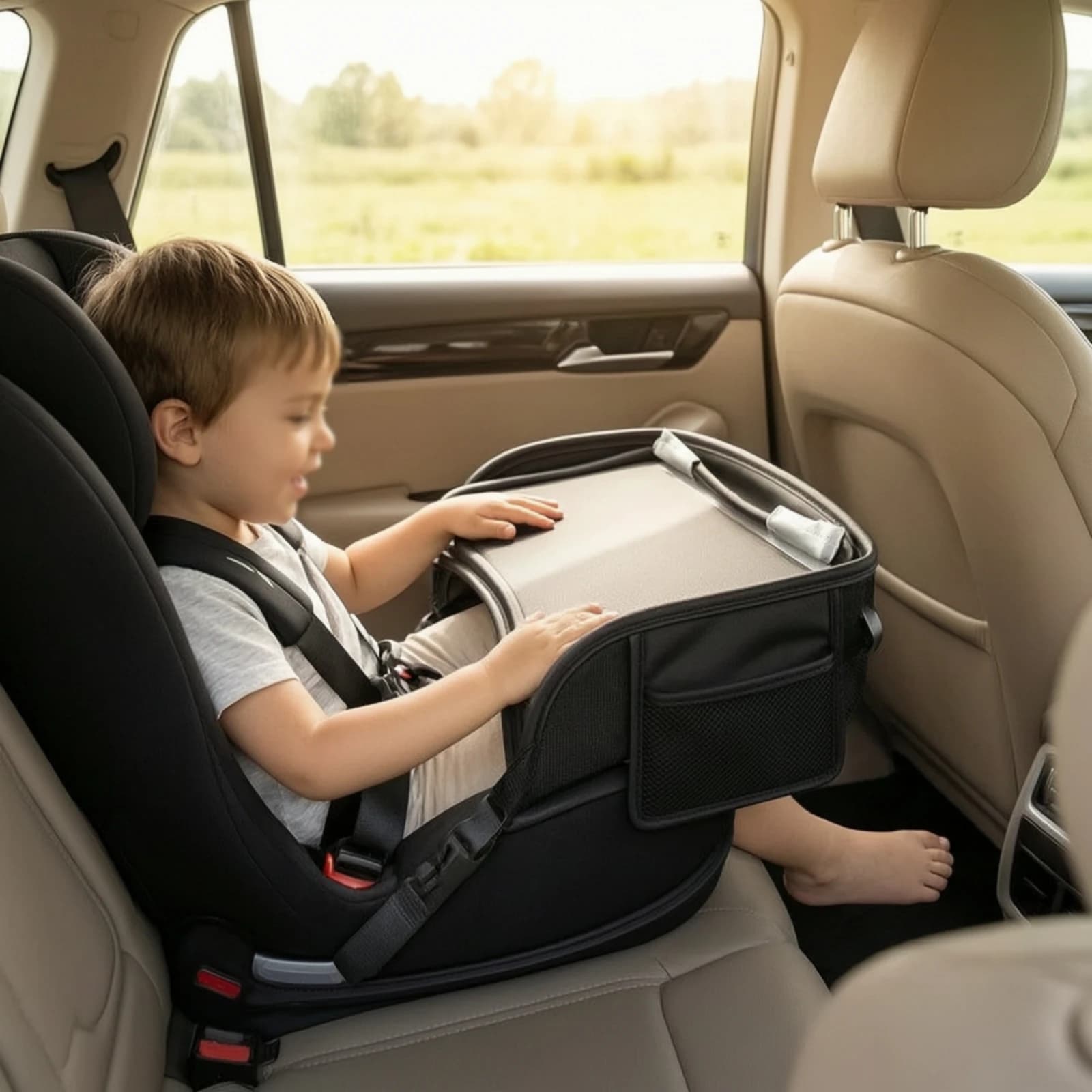 Seatback Organizer with Tray Portable Backseat Car Organizer with Tray Stable High-Capacity for Toddlers, Road Trips