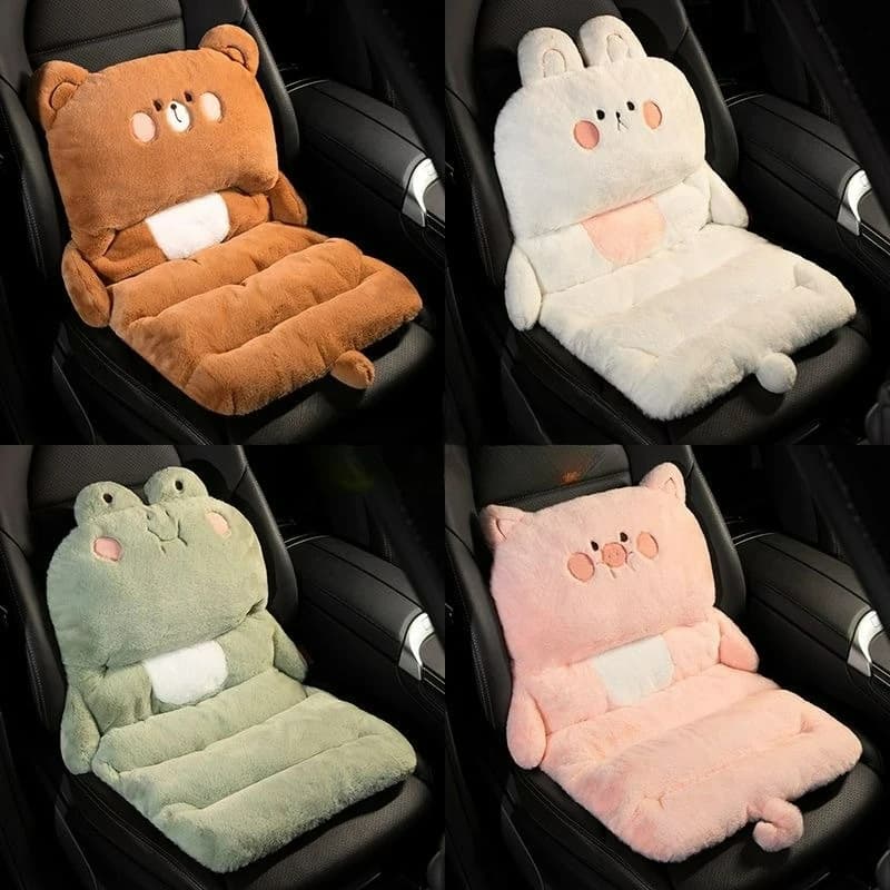 Cartoon Car Seat Cushion Warm Comfortable Plush Car Pillow All-Season Home Decor Chair Cushion