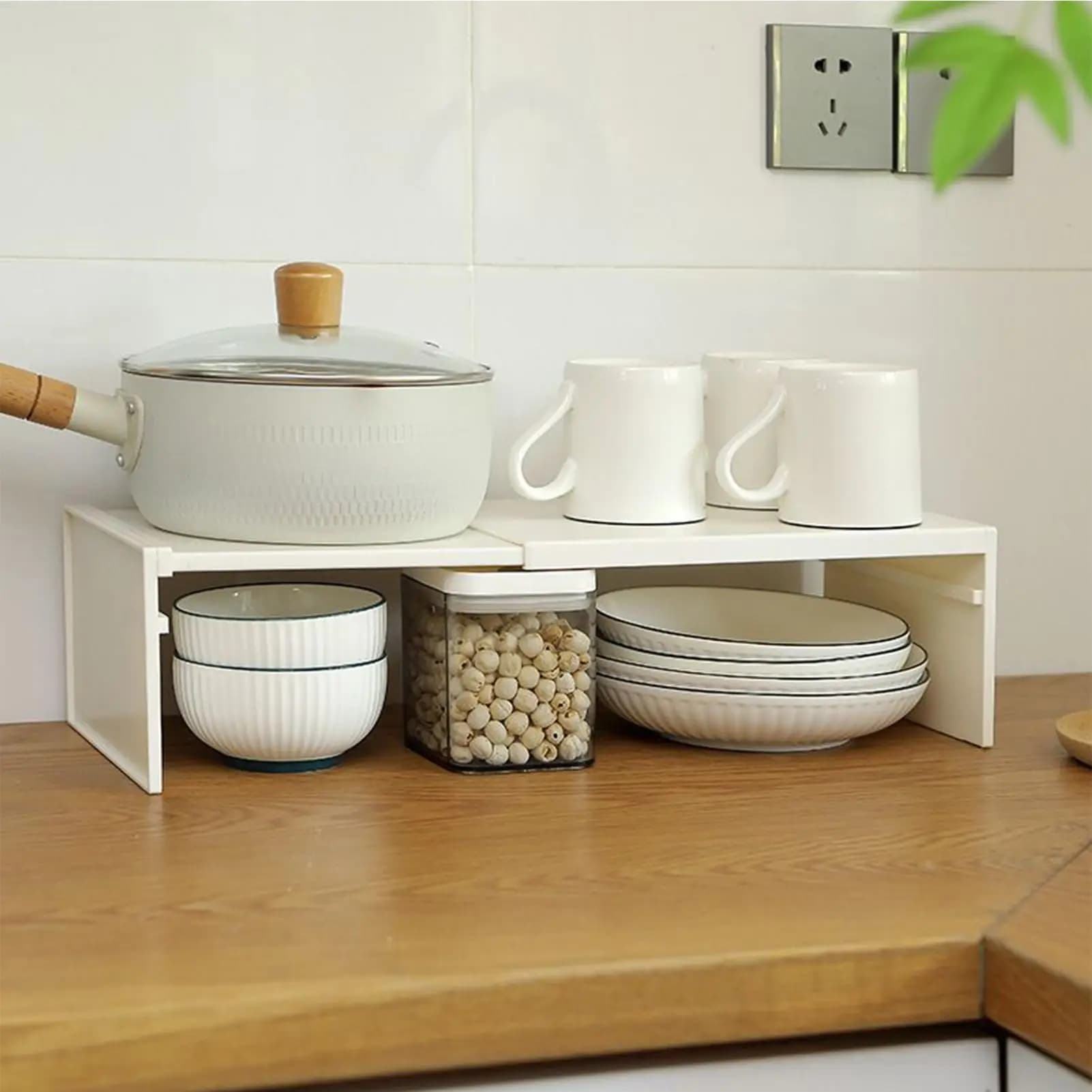 Scaffale Espandibile e Impilabile per Armadio, Ripiano Salvaspazio a Strati, Accessori per Cucina e Dispensa Resistenti