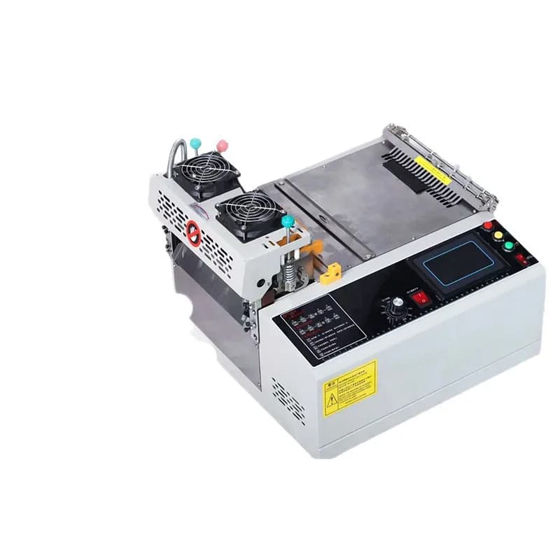 Macchina automatica per il taglio a caldo e a freddo di nastri, con touchscreen e controllo computerizzato, per la lavorazione di velcro e fettucce.
