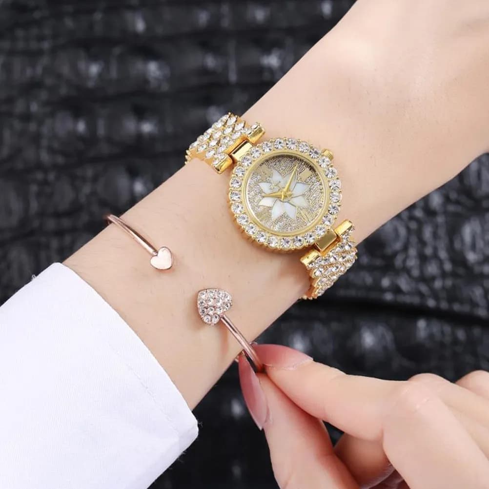 Elegante Orologio da Polso con Strass per Donne, Cinturino Leggero Regolabile, Raffinato Orologio Casual alla Moda con Cinturino in Lega