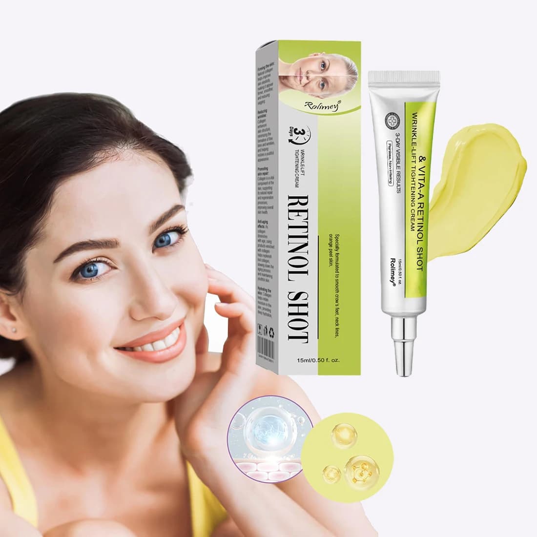 Crema Rassodante al Retinolo con Vitamina C, Minimizzatore di Pori, Levigante e Tonificante, Siero al Retinolo per il Viso, Booster Idratante
