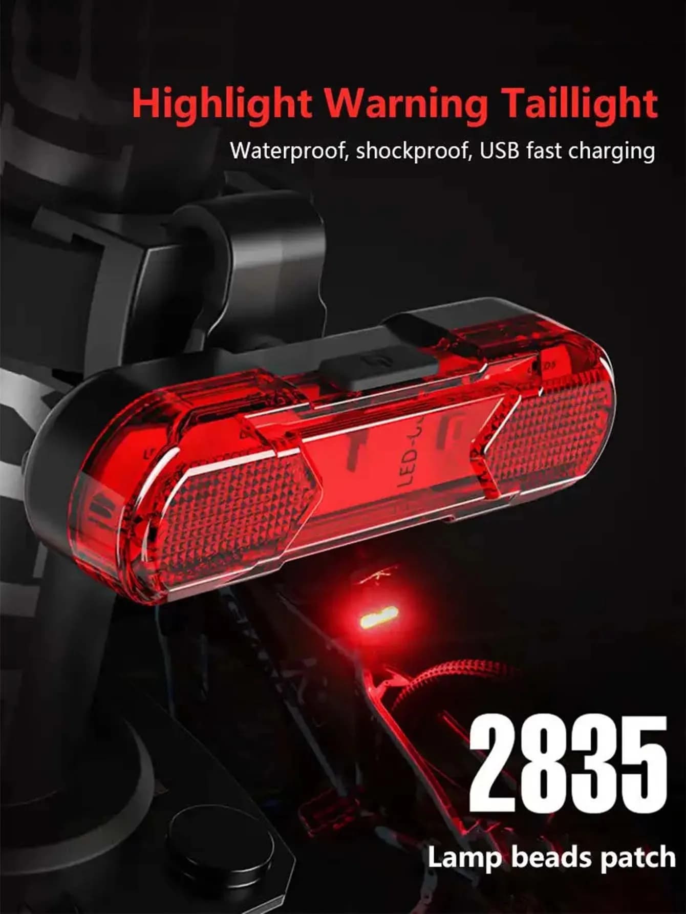 Luce per bici a LED impermeabile Luce di sicurezza per coda di bicicletta ricaricabile tramite USB Luce per bicicletta Accessori per biciclette