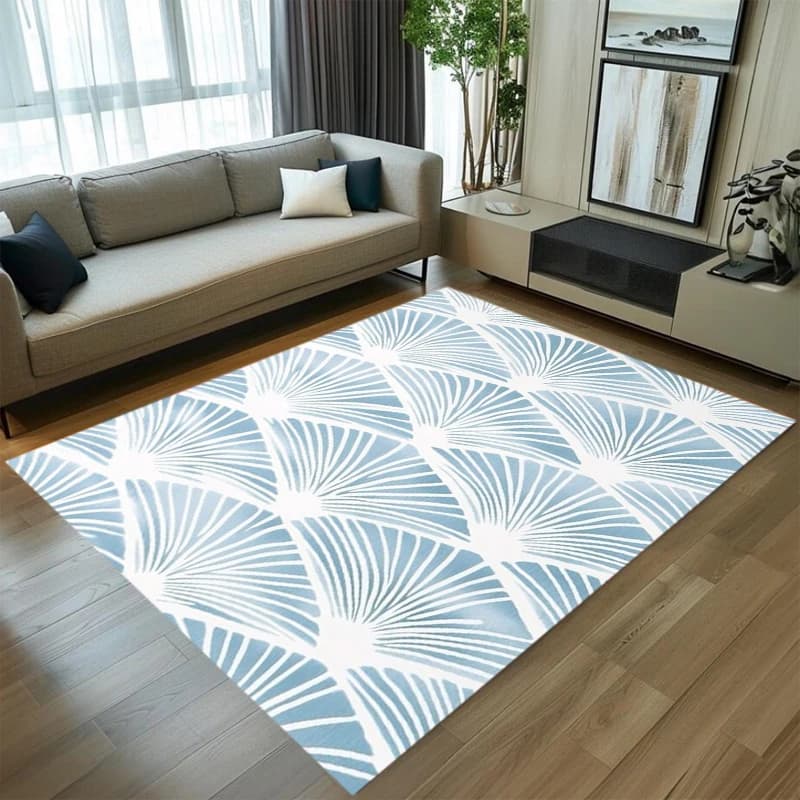 Blue White Brush Stroke Chevron Geometric Area Rug Non Slip Soft Floor Carpet Modern Decor for Living Room Indoor Bedroom
