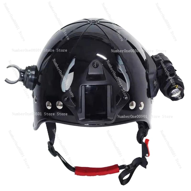 Reinforced Scuba Diving Helmet Red Salt Water Resistant Yellow Helmet Tactical Safety for Water Rescue
