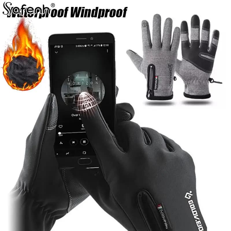Sport all'aria aperta uomo inverno guanti da ciclismo impermeabili in esecuzione moto sci Touch Screen guanti in pile antiscivolo caldo dita intere
