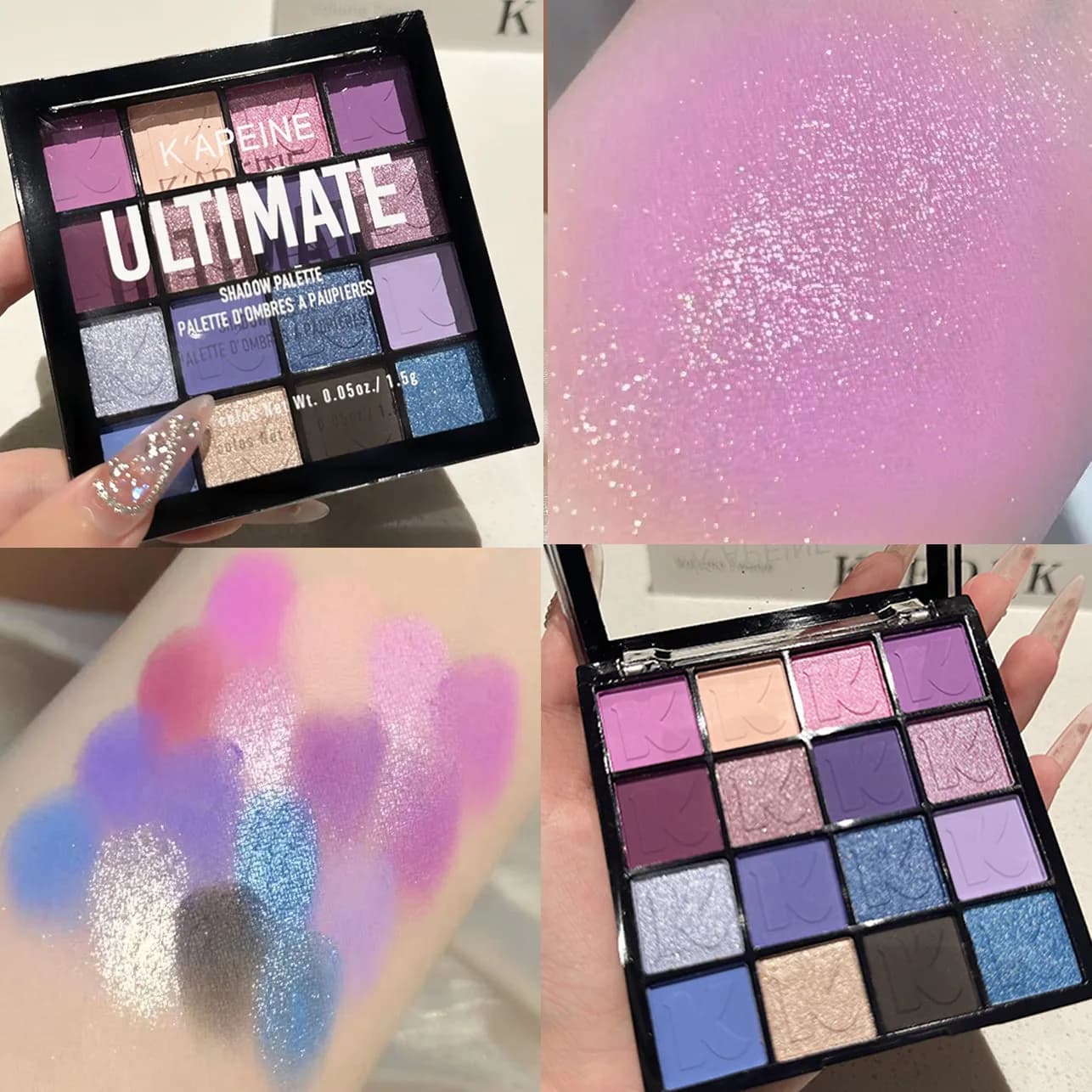 Palette di ombretti da 16 colori Matte Glitter Polvere pigmentata perlata Delicata Ombretto luccicante facile da pulire Trucco a lunga durata