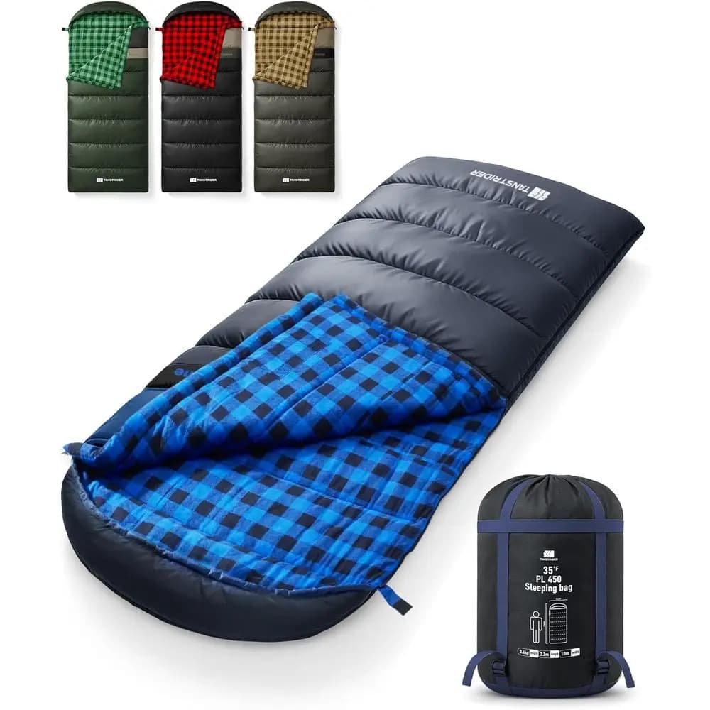 XXL Pelo bags in Cotton Flannel for Camping in Cold climates, Suitable for Adults and Children, with Compression Bag for Open Adventures