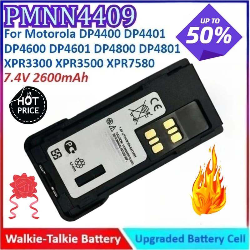 Nuovo 2600mAh 7.4V PMNN4409 Walkie Talkie Batteria per Motorola DP4400 DP4401 DP4600 DP4601 DP4800 DP4801 XPR3300 XPR3500 XPR7580
