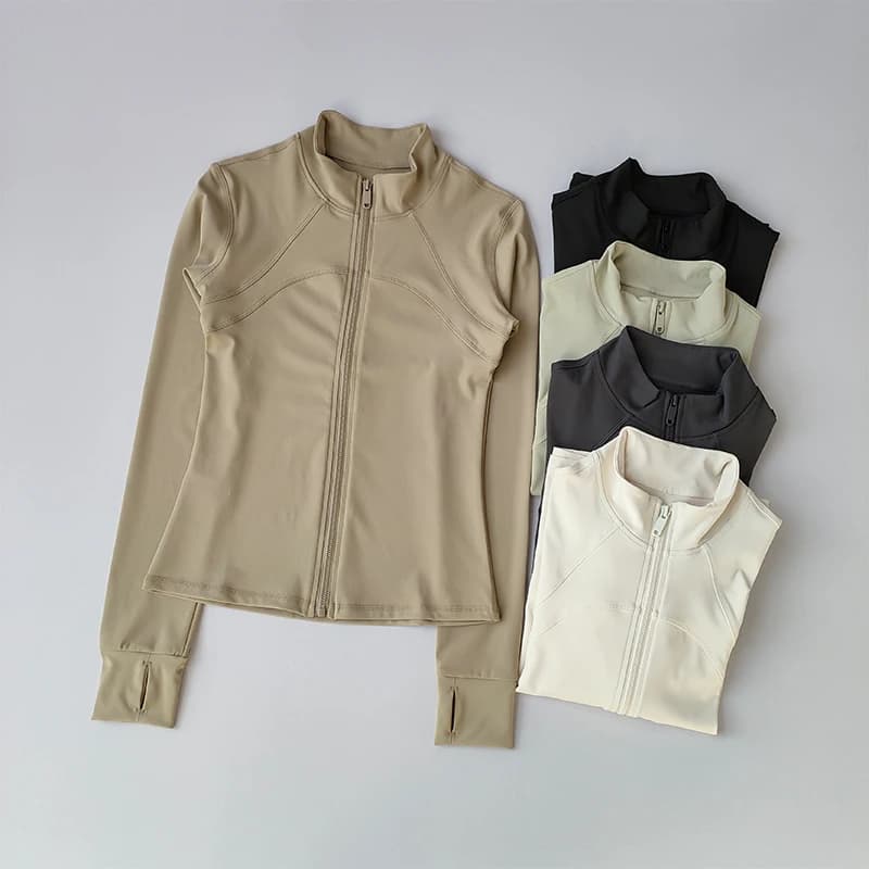 Women's high-end yoga vest standing sports jacket long sleeves running fitness top race windproof jumpsuit
