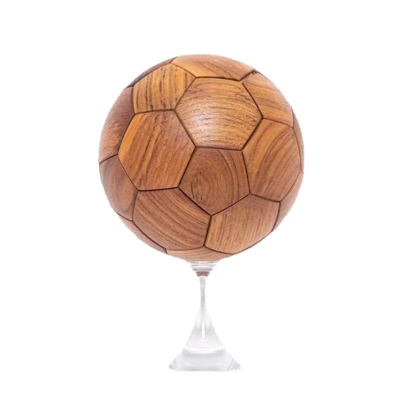 Salvadanaio a forma di pallone da calcio in legno massello, con giunti a incastro, per costruzioni creative, per bambini e bambine, ornamento creativo per bambini