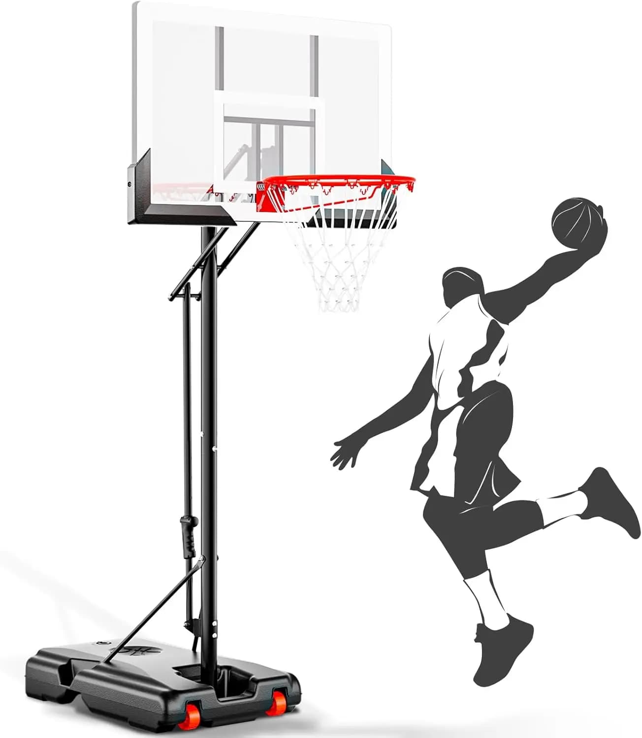 Canestro da basket Canestro da basket protettivo con tabellone da 44 pollici per esterni, sistema porta da basket regolabile in altezza da 4,8-10 piedi · Vendita calda