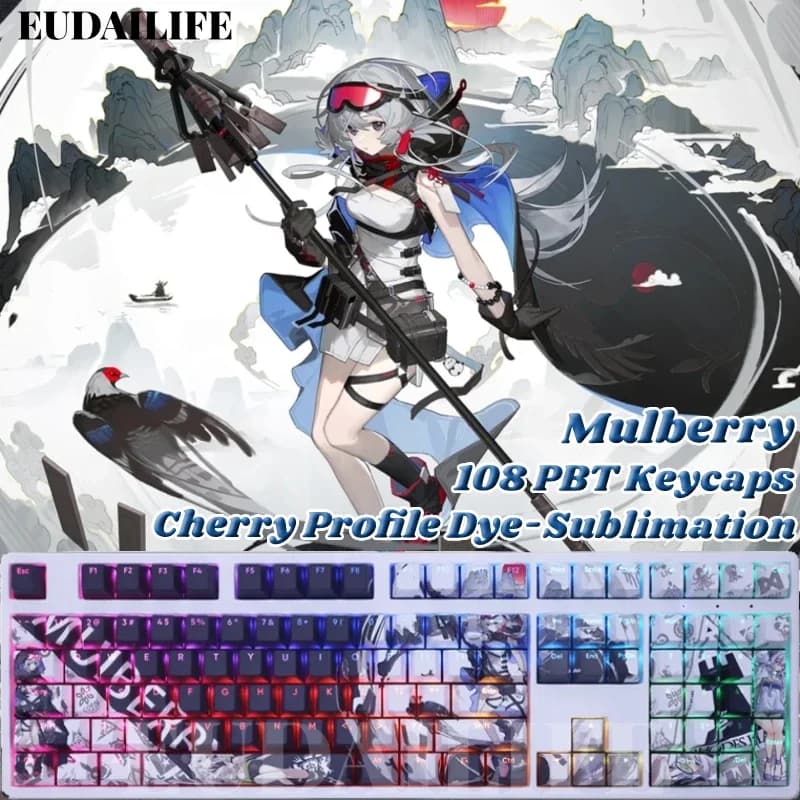 Mulberry 108 Copritasti Arknights Gioco PBT Sublimazione della Tintura Trasmissione della Luce Cherry Switch Copritasto Croce Tastiera Meccanica