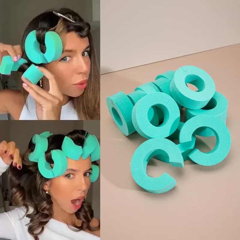 6/12PCS Bigodino di capelli senza calore Rulli di capelli senza calore Spugna a forma di C Asta di arricciatura Riccioli morbidi Dormire Flexi Aste Strumenti per lo styling dei capelli