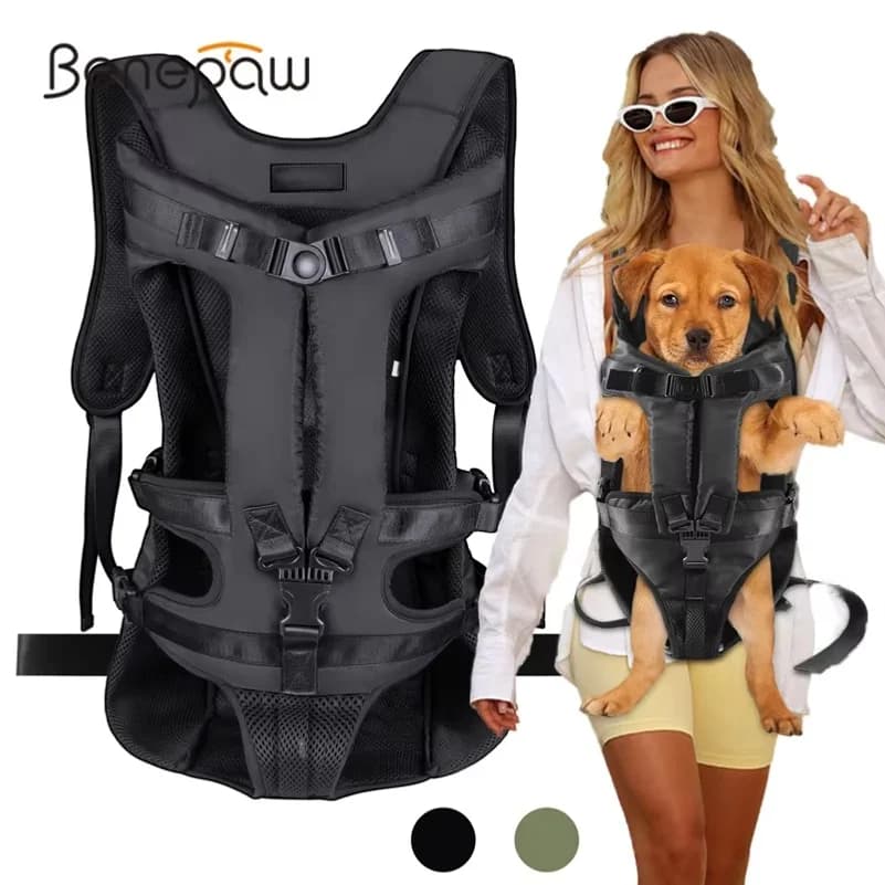 Benepaw Dog Carrier Backpack Adjustable Pet Carriers Front Facing Hands-Free Safety Puppy Travel Bag For Small Medium Dog
