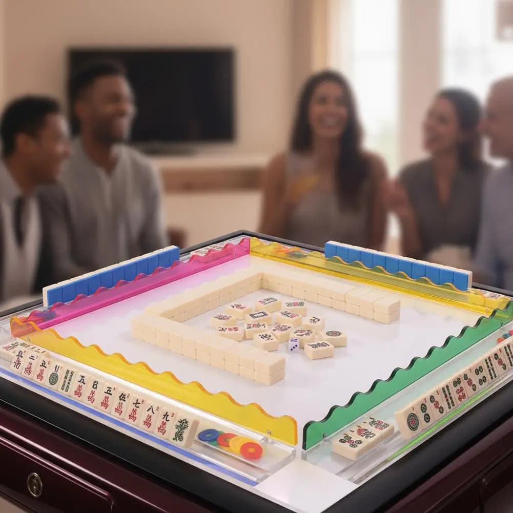Supporti per Mahjong in acrilico trasparente da 45 cm/17,5 pollici con supporti magnetici, organizer portatile per Mahjong, piastrelle professionali e accessori B5i7